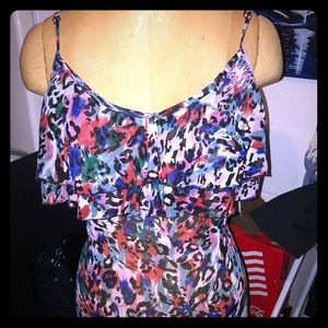 Colorful leopard print ruffle tank